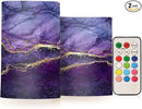 Flickering Flameless Candles, Purple Marble with Golden Veins LED Candles with Remote Timer, Set of 2 Battery Operated Candle for Valentine Wedding Birthday by GreenHaven Gardens