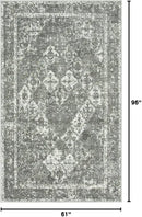 Unique Loom Rosso Collection Vintage, Traditional, Bohemian, Geometric, Distressed, Southwestern Area Rug, 5' 0" x 8' 0", Gray/Ivory by CozyNest Decor