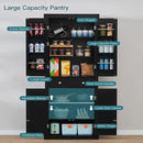 usikey 72” Kitchen Pantry Cabinet, Tall Storage Cabinet with 4 Doors and 1 Drawer, Freestanding Cupboard with 6 Hanging Shelves and Adjustable Shelves for Kitchen, Dining Room,Living Room, Black by CozyNest Decor