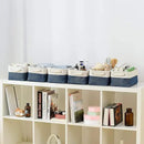 TcaFmac Organization and Storage Cubes - 12x8x5.2 inch Small 6 Pack Collapsible Storage Bins for Sheves, Fabric Storage Basket for Gifts Empty for Closet Cloth Toy Kids Books(White & Jean Blue) by CozyNest Decor