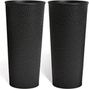 KOL 28" H. Tall Metal Cone Planters with Inside Pots 2-Pack, Black Hand-Hammered Large Decor Planter for Deck, Patio, Porch - Handcrafted Flower Pot - with Water Level Indicator - Indoor Outdoor Use by GreenHaven Gardens