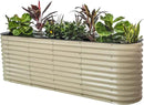 Vego Garden 32" Extra Tall Oval Metal Raised Garden Bed Kit - 9 in 1 Modular Planter Box for Vegetables, Flowers, Fruits - Pearl White by GreenHaven Gardens