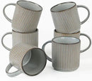 famiware Coffee Mug Set for 6, Star 12 oz Catering Mugs Cup Set with Handle for Coffee, Tea, Cocoa, Milk - Ceramic Stoneware Drinkware Set, Smoky Blue by CozyNest Decor