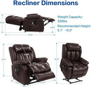 MAEVIS Power Recliner Chair, Lay Flat Sleeping Lift Chairs Recliner for Elderly with Heat and Massage,Comfy Real Breathable Leather Recliners with Dual OKIN Motor for Living Room (Brown) by CozyNest Decor
