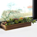 MyGift Artificial Succulent Centerpiece, 15.75 Inch Faux Succulents Arrangement Plants in Rustic Burnt Wood Rectangular Planter Box by CozyNest Decor
