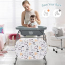BABY JOY Baby Bathtub with Changing Table, Foldable Infant Diaper Changing Station with Storage Tray, Waterproof Pad, Portable Newborn Nursery Organizer Bath Stand with 4 Universal Wheels (Gray) by TinyTreasures Baby Boutique