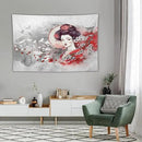 Japanese Geisha Tapestry Asian Red Cherry Blossom Traditional Kimono Folk Tapestries Home Decor for Living Room Bedroom Apartment Farmhouse Dorm 90"x60" by CozyNest Decor
