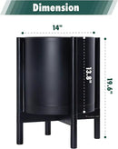 D'vine Dev Planter Pot with Stand - 14 Inch Plastic Cylinder Flower Pot with Wood Planter Holder for Indoor, Matte Black Pot + Ebony Stand, 55-C-T-2 by GreenHaven Gardens