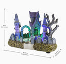Cemetery Yard Graveyard Grave Theme Spooky Halloween Village Colorful LED Lights 9.25"x 5" x 6.25" by CozyNest Decor