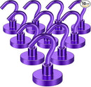 MIKEDE Magnetic Hooks Heavy Duty, 28Lbs Neodymium Magnets with Hooks for Refrigerator, 10Pcs Strong Cruise Hooks for Hanging, Magnetic Hanger for Grill, Toolbox, Storage - Purple by CozyNest Decor