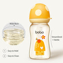 YOHKOH PPSU Baby Bottle Wide Neck, Newborn Anti-Colic Baby Bottle with Natural Response Nipple, Streamlined Body, Easy to Clean (8.8oz (Pack of 2), Yellow) by TinyTreasures Baby Boutique