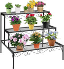 DOEWORKS 3 Tier Stair Style Metal Plant Stand, Garden Shelf for Large Flower Pot Display Rack Indoor Outdoor, Black by GreenHaven Gardens