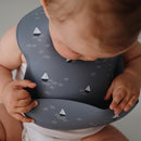 mushie Silicone Baby Bib | Adjustable Fit Waterproof Bibs (Boats) by TinyTreasures Baby Boutique