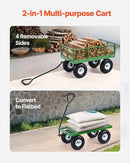 VEVOR 900 Lbs Steel Garden Cart on Wheels, Heavy Duty Pullable Garden Wagon Yard Cart, Outdoor Metal Utility Wagon with 10" Tires and Mesh Removable Sides(Convert to Flatbed), and 180°Rotating Handle by GreenHaven Gardens