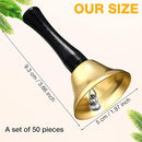 Yeshone 50 Pcs Hand Steel Call Bells Bulk Wedding Dinner Service Bells with Wood Handles for the Sick Elderly Alert Classroom Alarm, 1.97 x 3.66 Inches(Gold) by TinyTreasures Baby Boutique