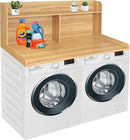Royxen 2-Tier Washer Dryer Countertop,19.5" H Wood Washer Dryer Topper with Storage Shelf,Laundry Countertop Over Washer and Dryer, Universal Fit for Laundry Room Organization (Oak, 54" W X 27.5" D) by CozyNest Decor