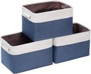 Kntiwiwo Foldable Storage Bins 15" x 10" x 9.5" Fabric Storage Basket Cube with Handles Large Linen Closet Organizer Bins for Organizing Shelf Home, Set of 3, Blue by CozyNest Decor