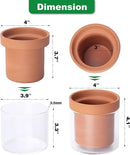 Phoenix Vine 4 Inch Self Watering Planter Pot, Terracotta Clay Pot with Glass Reservoir for Indoor Plants, Herbs, Flowers, Set of 4, 52-A-E-4 by GreenHaven Gardens