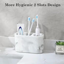 Luxspire Toothbrush Holder, 2 Slots Toothbrush and Toothpaste Holdersfor Bathrooms, Resin Toothbrush Holder Electric Toothbrush Stand for Vanity Countertop, Bathroom Accessories, Gravel White by CozyNest Decor