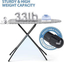 KINGBOARD Ironing Board, Foldable Iron Board with Iron Rest, Compact Ironing Board with Height Adjustable, Extra Thick Heat-Resistant Cover, Heavy-Duty Sturdy Metal Legs, 43x13 Grey by CozyNest Decor