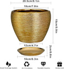 Ceramic Plant Pot 8 Inch - Planter for Outdoor Plants Indoor Plant Pot with Drainage Hole and Saucer Decorative Round Planter Modern Flower Pot for House Decor Gold by GreenHaven Gardens