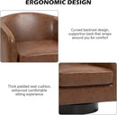 Swivel Barrel Accent Chair, Modern Round Faux Leather Arm Chair for Living Room, Bedroom, Comfy Club Reading Chairs for Adults(Faux Leather, Coffee, Set of 1) by CozyNest Decor