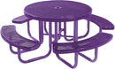 Heavy-Duty Portable Outdoor Picnic Table with Umbrella Hole, Punched Steel Commercial-Grade Patio Furniture Made in America (46" Round Top, Purple with Purple Frames) by GreenHaven Gardens