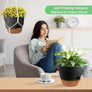 Hanging Planters for Indoor Outdoor Plants, 2 Pack Self Watering Hanging Pot with Drainage Holes, Removable Tray & 2 Kinds of Plant Hangers, 10'' Hanging Flower Pots for Home Garden Decor, Black by GreenHaven Gardens