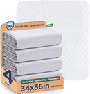 Waterproof Reusable Incontinence Bed Pads Washable Incontinence Underpads 8 Cups Absorbency,Mattress Protector for Adults, Kids and Pets(34”x 36” inch 4 Pack) by TinyTreasures Baby Boutique