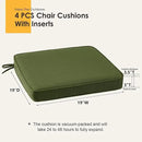 Outdoor Square Corner Seat Cushion, 19"x19"x3", Set of 4, Non Slip Seat Cushion Pads with Removable Cover for Patio Furniture, Garden Yard Lawn, Deep Forest Green by GreenHaven Gardens