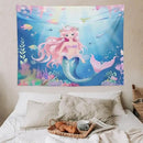 HZOHNAGO Mermaid Girls Tapestry Watercolor Mermaid Princess Pattern Printed Wall Tapestry Wall Hanging for Bedroom Living Room Dorm 80" W x 60" H by CozyNest Decor