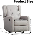 Swivel Rocker Recliner Chair Set of 2, Nursery Glider Chair, Nursery Rocking Chairs, Manual Reclining Chair, Grey by TinyTreasures Baby Boutique