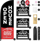 44 Pcs Open House Signs for Real Estate, Double Sided Open House Flag Kit, 7.6 x 5.4 Ft Black Banner Flag Poles Set for Outside, Directional Arrows Sign Stakes Balloons for Open House Supplies by CozyNest Decor