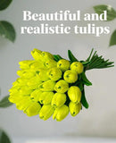 Fake Tulips Flowers 15 Pcs PU Artificial Flower Real Touch Tulip for Home Party Wedding Floral Arrangement Centerpiece Table Party Decoration by CozyNest Decor