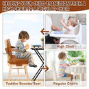 Toddler Booster Seat for Dining Table Kitchen Chair, Waterproof Non-Slip with Backrest & Adjustable Straps, Portable PU Travel Baby Kids Booster Seat Cushion by TinyTreasures Baby Boutique