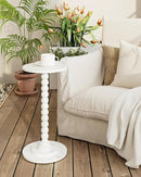 Masupu Round Side Table, Small Drink Table for Small Spaces, Pedestal End Table with Solid Wood Leg for Living Room, Bedroom, Corners(Marble White) by CozyNest Decor