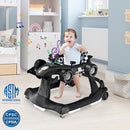 HONEY JOY 4-in-1 Baby Walker, Activity Push Walker w/3 Adjustable Heights, Smooth Wheels w/Adjustable Speed, Padded Seat, Music & Light, Foldable Car Walker for Baby Boys Girls Age 6 Months+ (Black) by TinyTreasures Baby Boutique