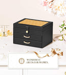 Black Jewelry Box Organizer: Home Decor for Women - 2-Drawer Holder for Valentine’s Day Birthday Christmas Black Gold by TinyTreasures Baby Boutique