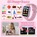 Smart Watch for Kids Girl Gift Ages 3-12, 2 Screen Protector, 26 Puzzle Games, HD Camera Video Music Player Touchscreen Pedometer, Educationtal Toy Brithday Gifts for Girl Ages 4 5 6 7 8 9 10(Pink) by TinyTreasures Baby Boutique