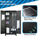 75" Metal Storage Cabinet, Tool Cabinets with Hooks, Garage Storage Cabinet with Lock, Heavy-Duty Tool Cabinet for Utility Room, Gym, Basement, Broom Closet Cabinet, Black by CozyNest Decor