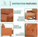 Naomi Home L-Shaped Reversible Sectional Sofa with Pull-Out Sleeper Bed and Storage Chaise, Caramel Air Leather
