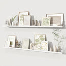 Fun Memories Picture Ledge Shelves Set of 2, 55 Inch Rustic Wall Mounted Floating Shelves with Lip for Home Storage and Décor in Bathroom, Kitchen, Nursery, Bedroom, Living Room, White by CozyNest Decor