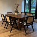 Rattan Dining Chairs Set of 6, Farmhouse Wicker Dining Chairs with Cane Seat Accent Armchair for Dining Room Kitchen Restaurant, Walnut by CozyNest Decor