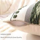 Boho Throw Pillow Covers 18x18 Set of 2 Christmas Decorative Cushion Case Striped Square Pillows Cover Chenille Pillow Cases Accent Neutral Pillowcase for Sofa Couch Bed,Dark Green by CozyNest Decor