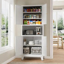 69" Tall Kitchen Pantry Cabinet, Metal Storage Cabinet with 4 Doors and Adjustbale Shelves, Freestanding Cupboards for Dining Room, Living Room, Bathroom by CozyNest Decor