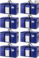 TAILI 8 Pack Dark Blue Extra Large Moving Bags, Heavy Duty Totes with Visible Window, Wrap Around Handles, Great for Storage by TinyTreasures Baby Boutique