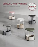 VASAGLE Side Table with Charging Station, Round End Table with Fabric Basket, Nightstand with Power Outlets, USB Ports, for Living Room, Bedroom, Modern, Ebony Black and Slate Gray ULET228B01 by CozyNest Decor