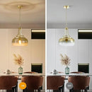 WUZUPS Gold Chandelier Rustic Farmhouse Industrial Round Ceiling Pendant LED Light Fixture with Gradient Glass Shade for Dining Room Kitchen Island Foyer Entryway, H 17" W 13.4", E26 Base by CozyNest Decor