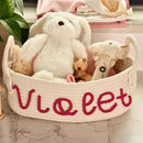Personalized Baby Name Basket, Custom Woven Baby Shower Gift Basket with Cotton Rope Handle Baby Diaper Nursery Shelf Storage Basket Bin for Kids' Bedroom (Style 3) by TinyTreasures Baby Boutique