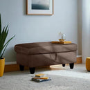 Ottoman Rectangular Storage Ottoman Bench, Flannel Footrest Stool Footstool with Lid for Living Room, Bedroom, Entryway, Chocolate, 28.5"x19"x17.5" by CozyNest Decor